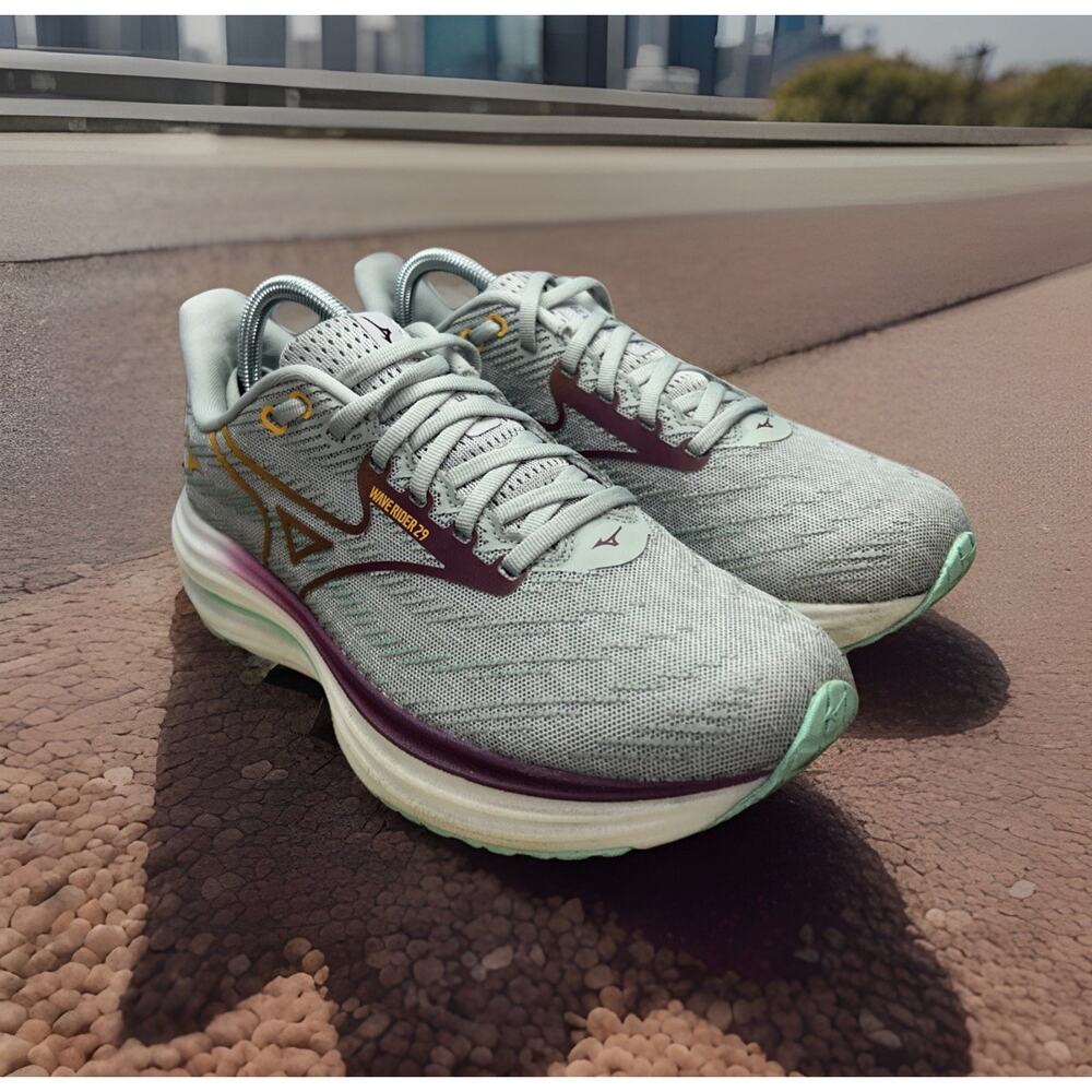 Mizuno Wave Rider 29 Grey Multi-Color Women Road Running Shoe J1GD250324 Size 10